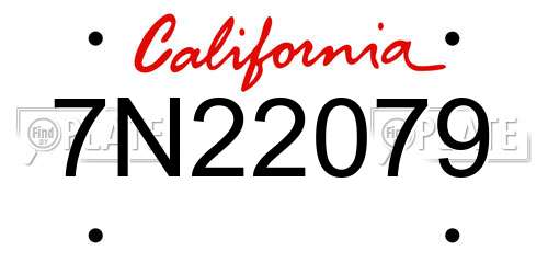 7N22079 California License Plate