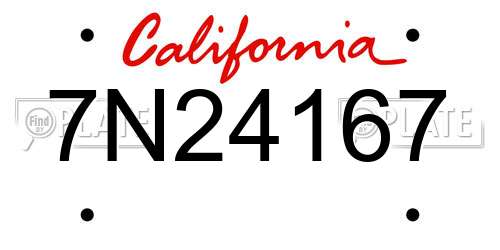 7N24167 California License Plate