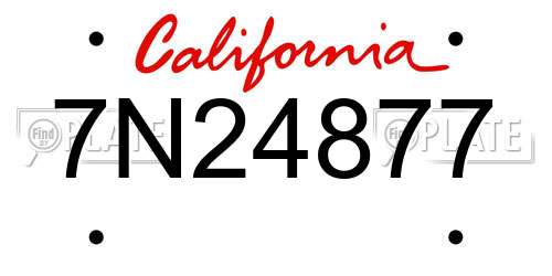 7N24877 California License Plate