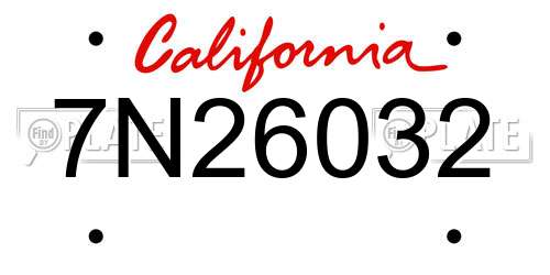 7N26032 California License Plate