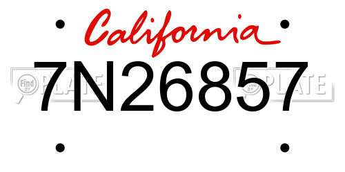 7N26857 California License Plate