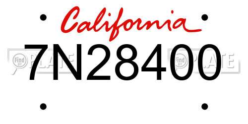 7N28400 California License Plate