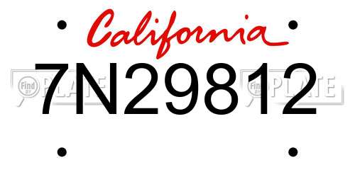 7N29812 California License Plate