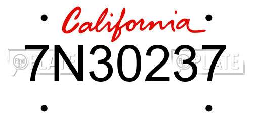7N30237 California License Plate