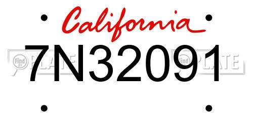 7N32091 California License Plate