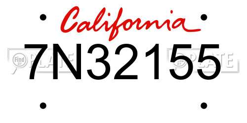 7N32155 California License Plate