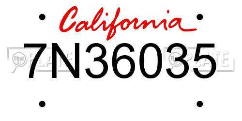 7N36035 California License Plate