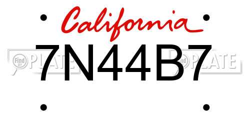 7N44B7 California License Plate