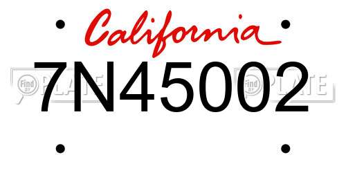 7N45002 California License Plate