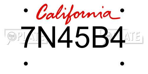 7N45B4 California License Plate