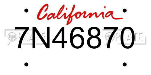 7N46870 California License Plate