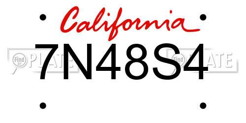 7N48S4 California License Plate