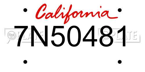 7N50481 California License Plate