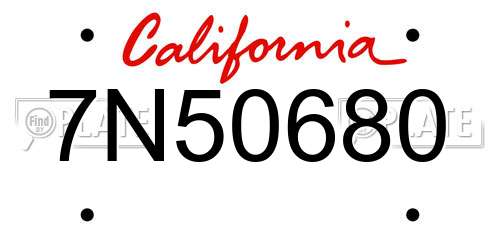 7N50680 California License Plate