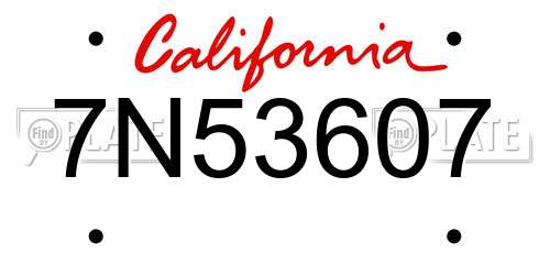7N53607 California License Plate