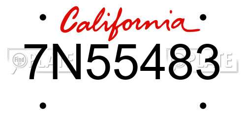 7N55483 California License Plate