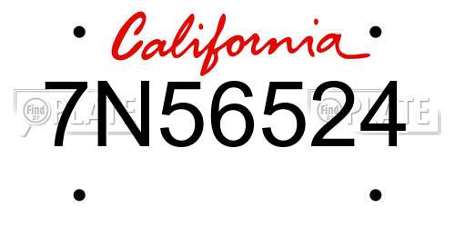 7N56524 California License Plate