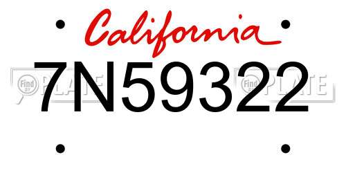 7N59322 California License Plate