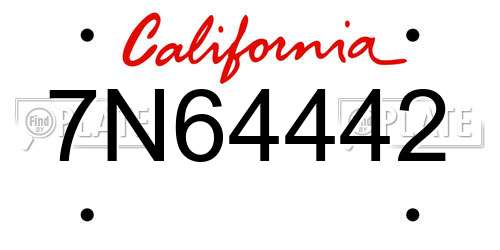 7N64442 California License Plate