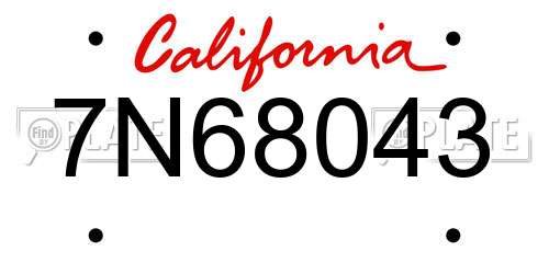 7N68043 California License Plate