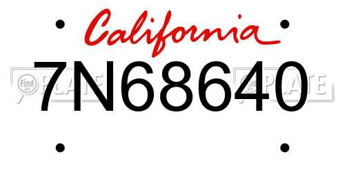 7N68640 California License Plate