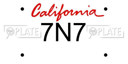 7N7 California License Plate