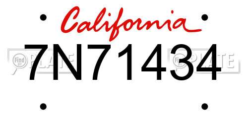 7N71434 California License Plate