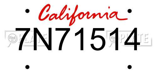 7N71514 California License Plate