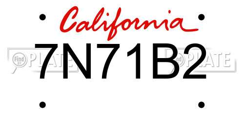 7N71B2 California License Plate