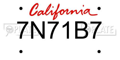 7N71B7 California License Plate