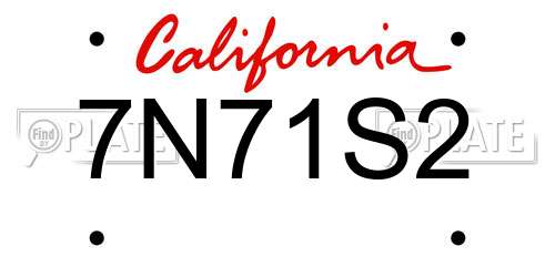7N71S2 California License Plate