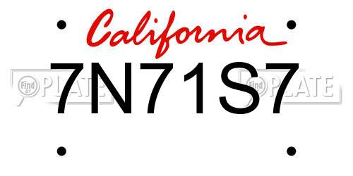 7N71S7 California License Plate