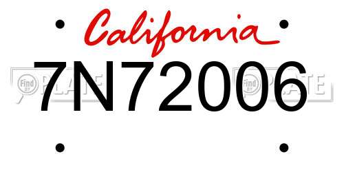 7N72006 California License Plate