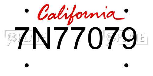 7N77079 California License Plate
