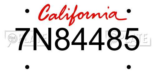 7N84485 California License Plate