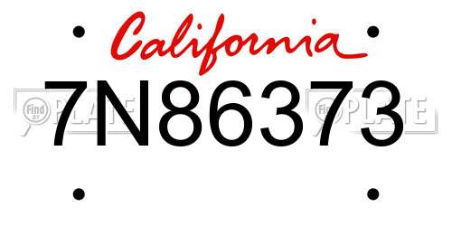 7N86373 California License Plate