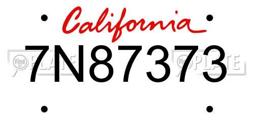 7N87373 California License Plate