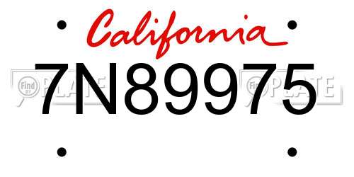 7N89975 California License Plate