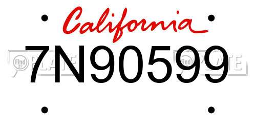7N90599 California License Plate