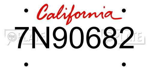 7N90682 California License Plate