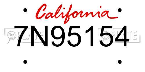 7N95154 California License Plate