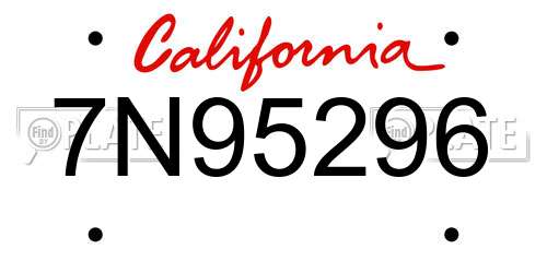 7N95296 California License Plate