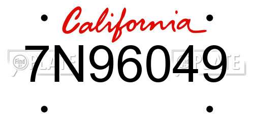 7N96049 California License Plate