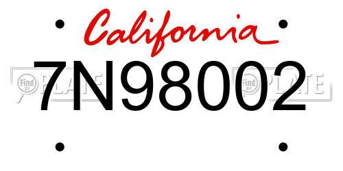 7N98002 California License Plate