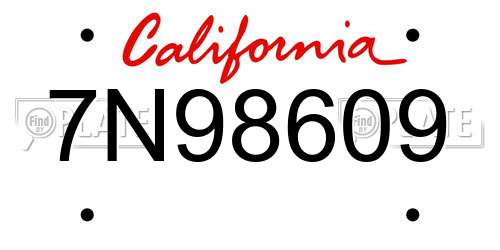 7N98609 California License Plate