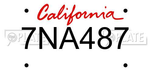 7NA487 California License Plate
