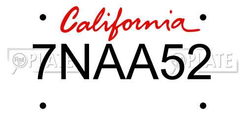 7NAA52 California License Plate
