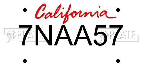 7NAA57 California License Plate