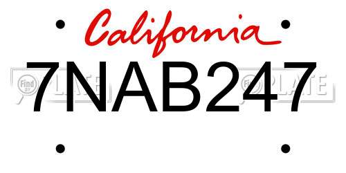 7NAB247 California License Plate