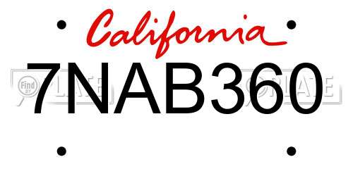7NAB360 California License Plate